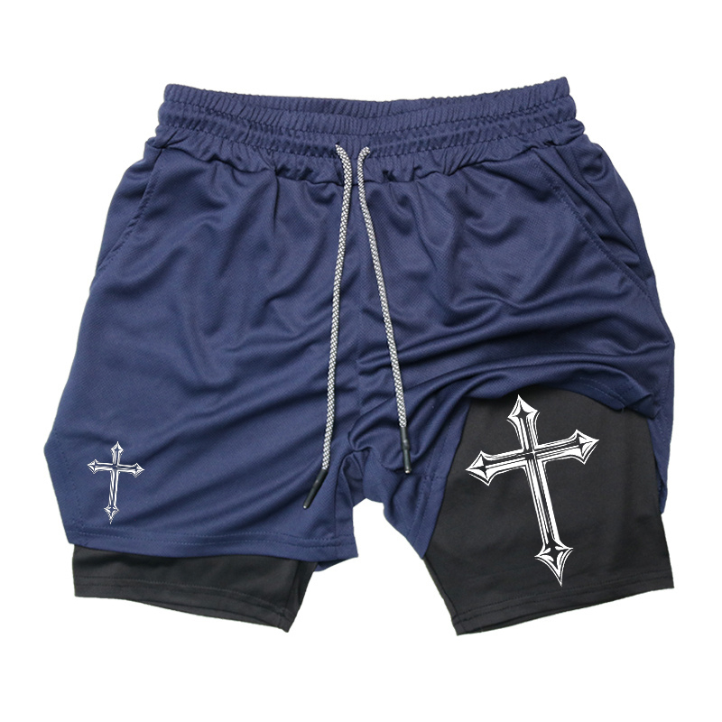 Cross Print 2-in-1 Workout Run - Crossfit Gear For Men ulasan dan harga